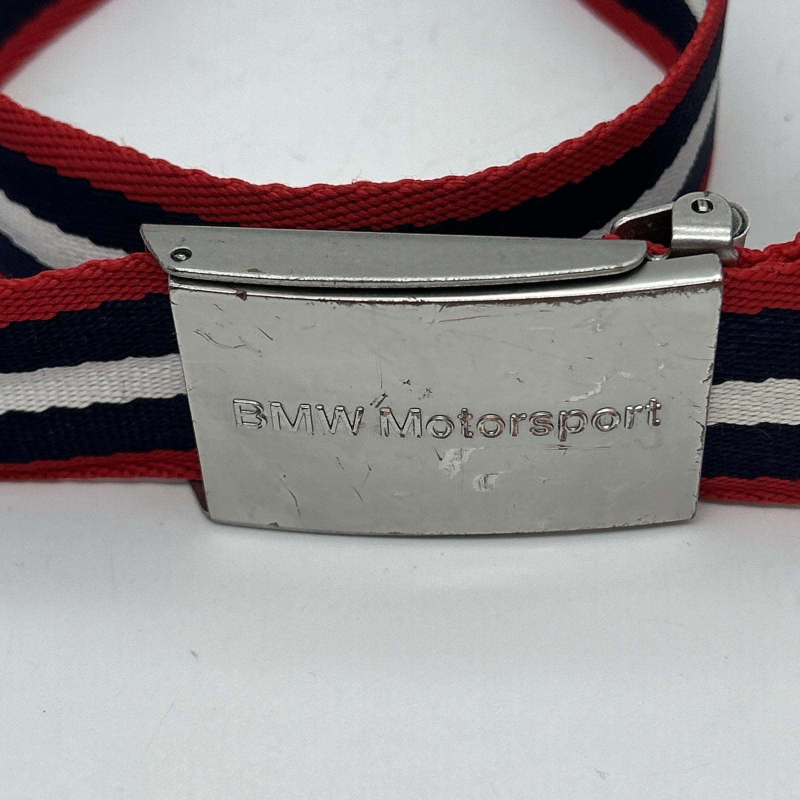 BMW Motorsport Men's Belt 115cm Webbing Metal Buckle Red White Blue