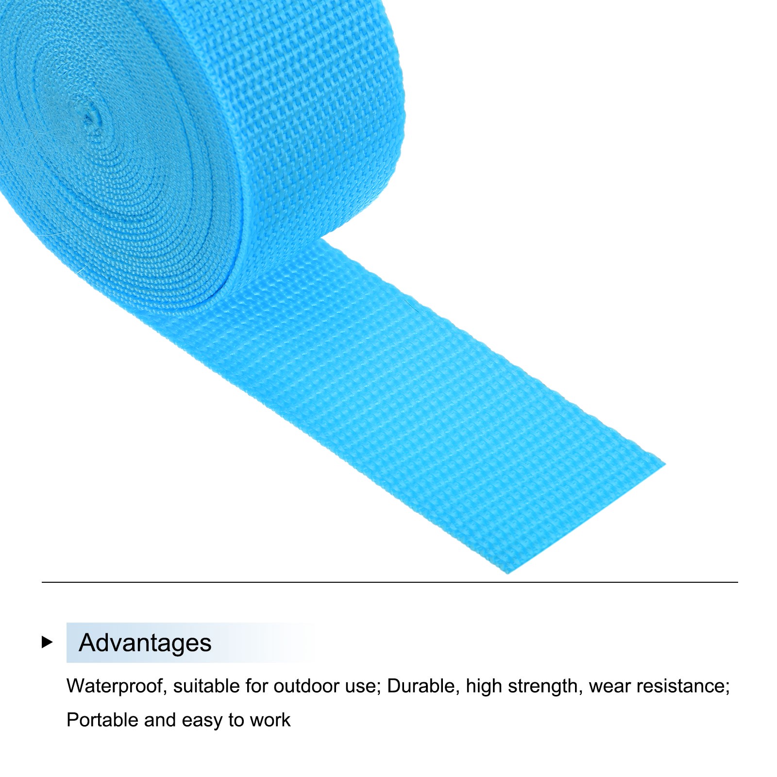 Lightweight Polypropylene Webbing Strap 3.8cm 5 Yard Aquamarine Blue