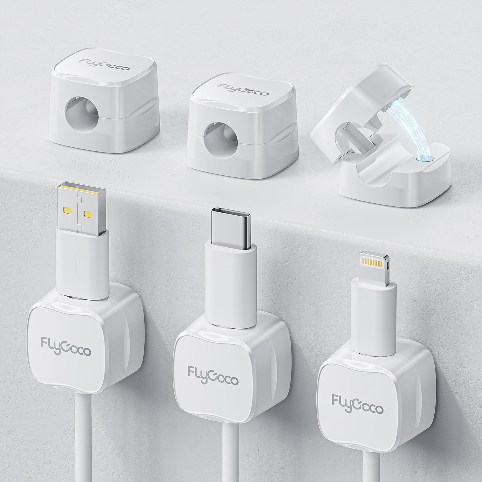 6 Pack Magnetic Cord Organizer, Cable Management Clips for Desk Phone Chargin...