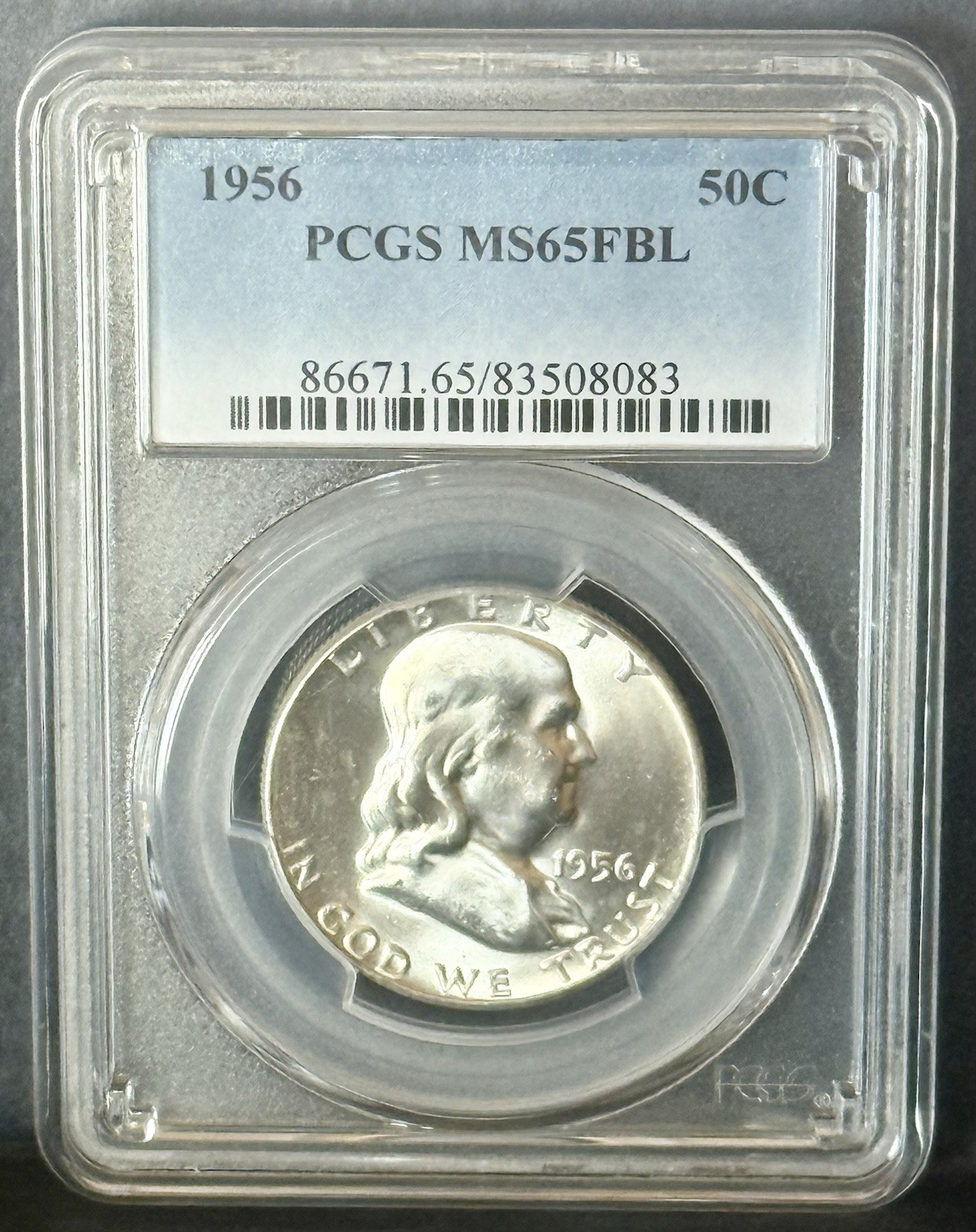 1956 ** Franklin Half Dollar ** 50c Silver ** PCGS MS65FBL ** Flashy **