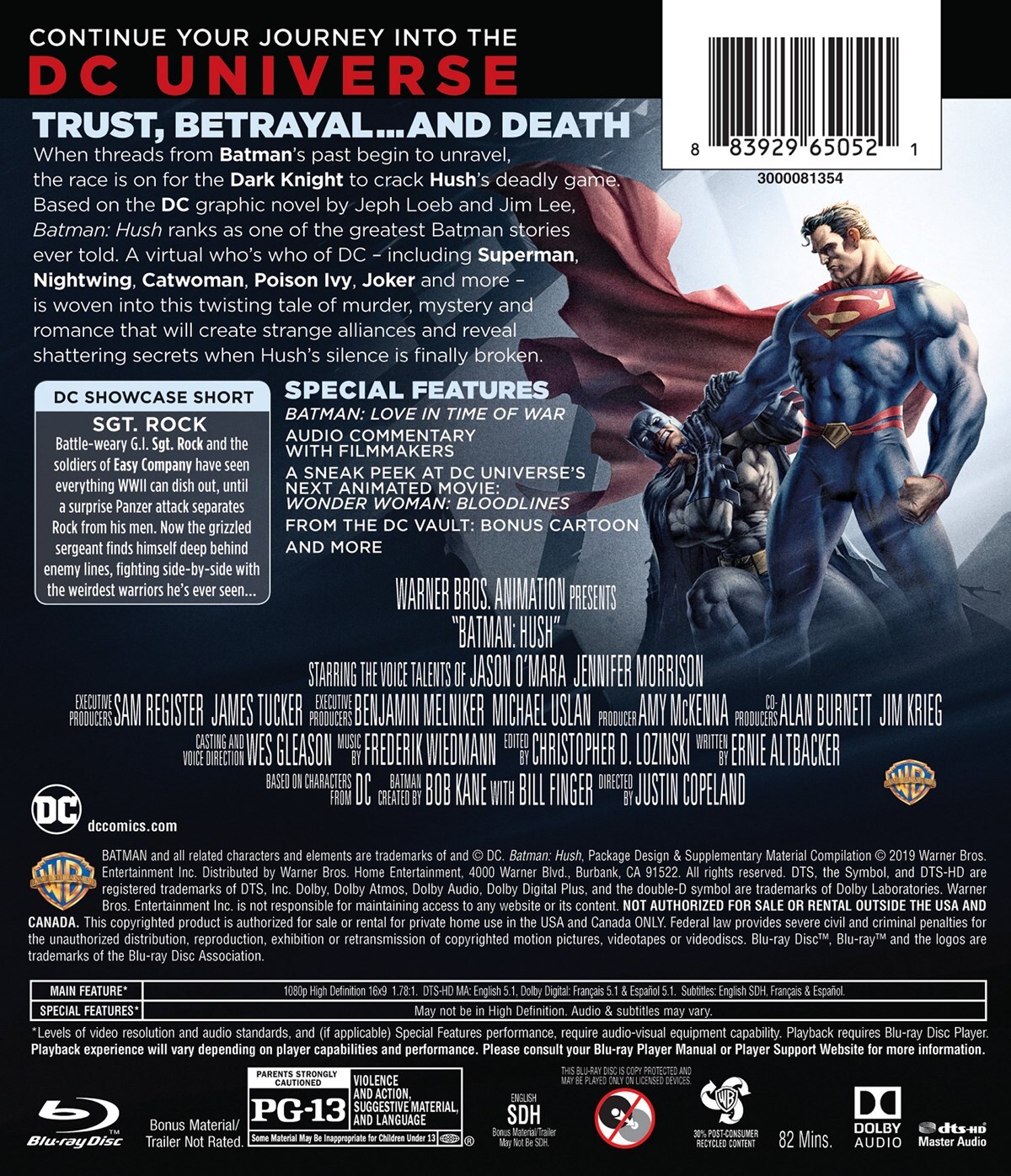 Batman Hush Blu-ray Jason O'Mara NEW