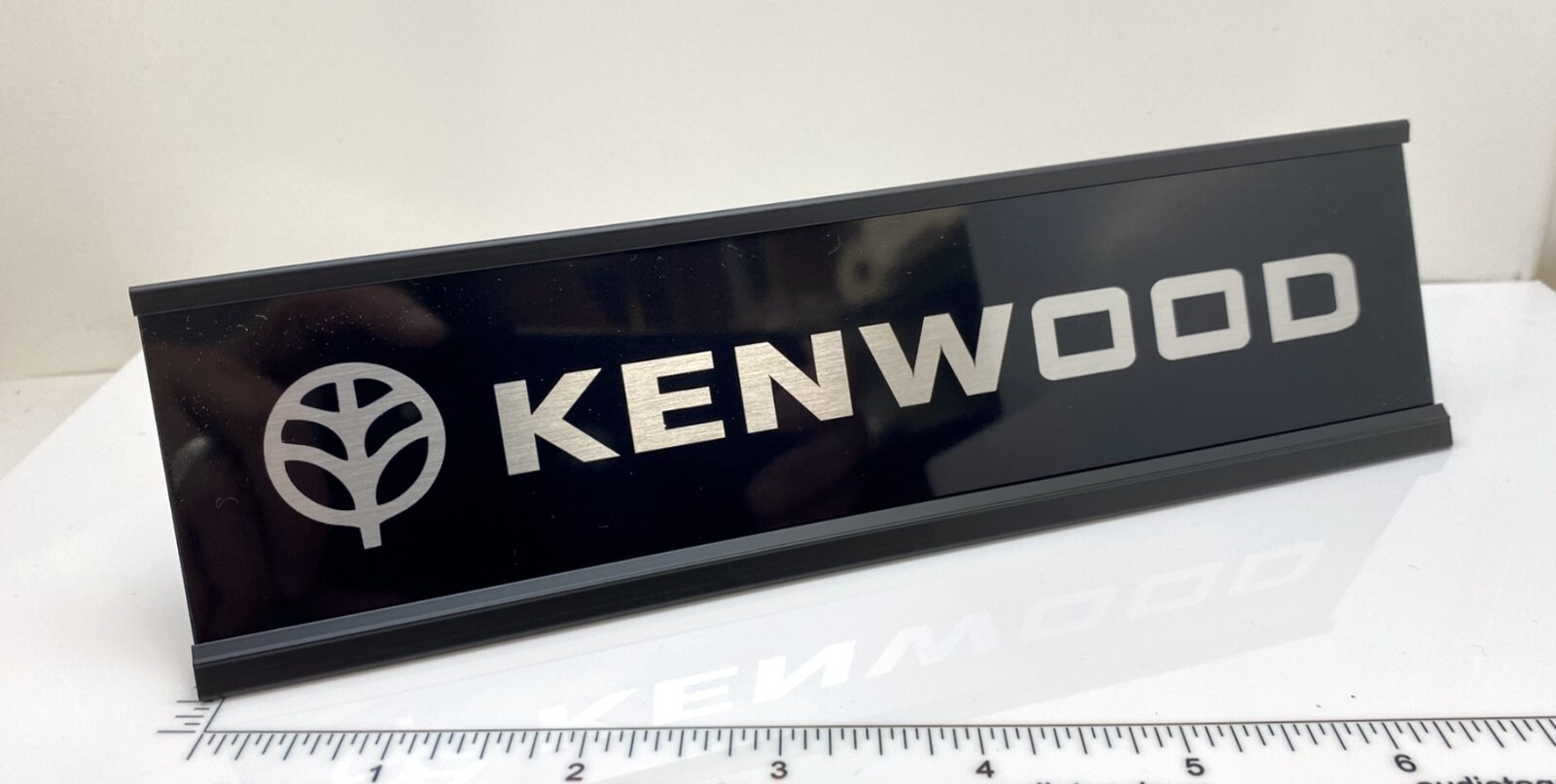 Kenwood Desk Sign - Custom Silver Aluminum Double Sided