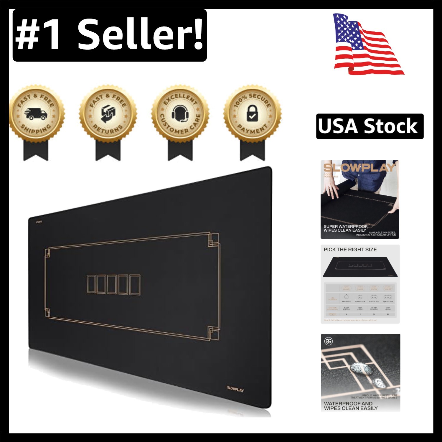 Water-Repellent Godel Poker Mat, 70 x 35 Inch - Perfect for 2-8 Players