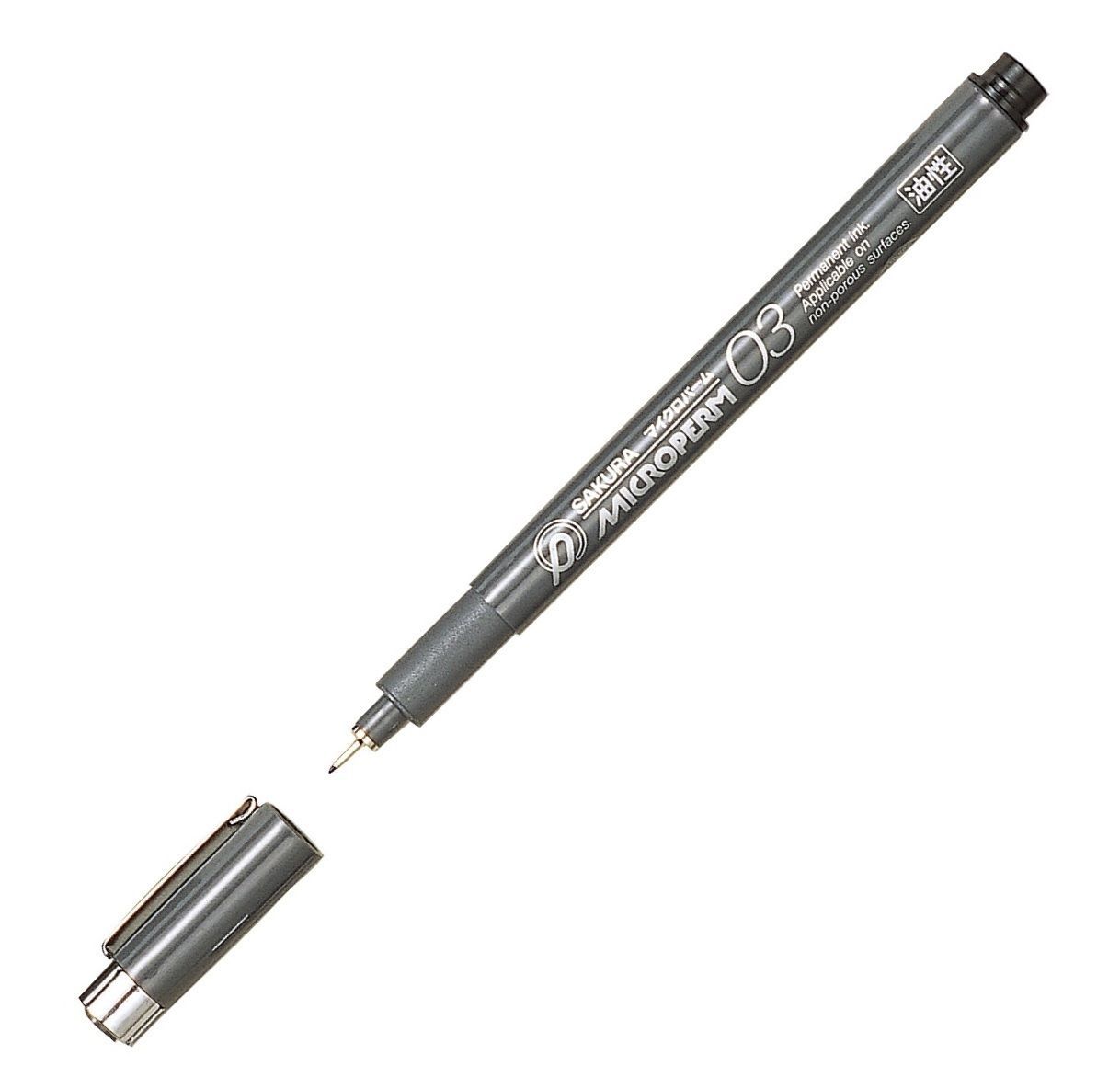 XEOK03-49 Sakura Microperm 03 Permanent Marker, Black, 0.35mm Needle, Box of 12