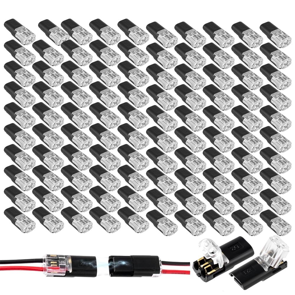 100PCS 2 Pin Wire Connector Quick Splice Plug AWG 18-22 For LED Automotive Car