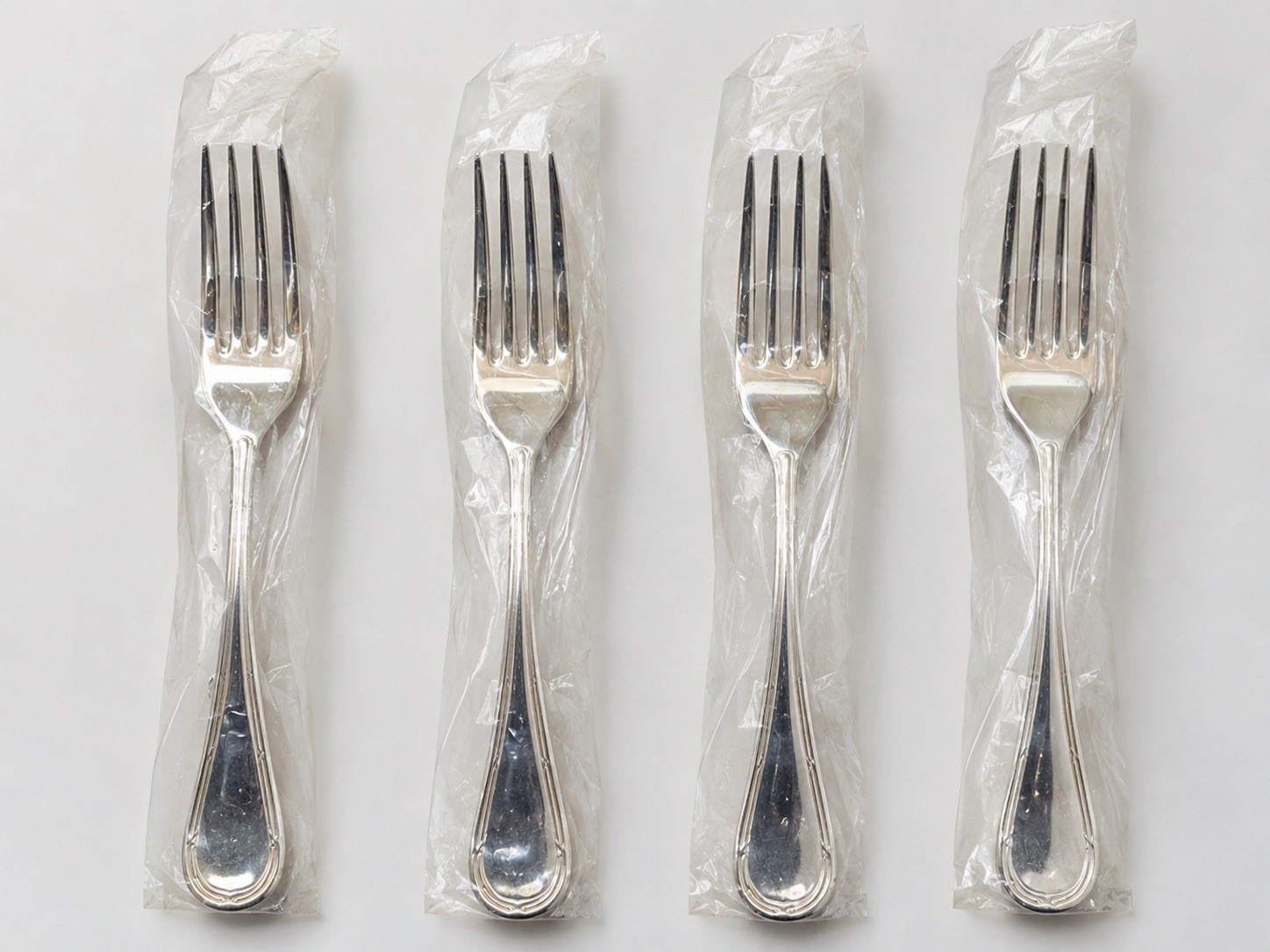 Christofle Hotel Trianon Dessert Fork Set of 4 Silverplate France Sealed