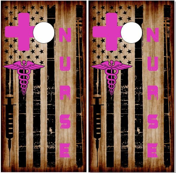 Nurse Burnt Wood Cornhole Wrap Bag Toss Skin Decal Sticker