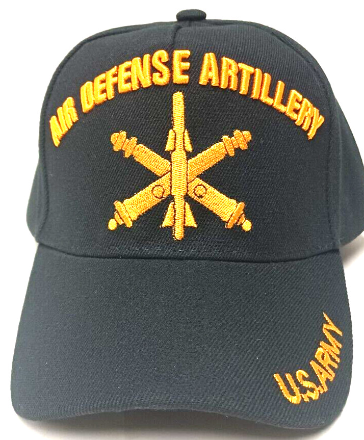 ARMY AIR DEFENSE ARTILLERY MILITARY HAT CAP BLACK ADJUSTABLE