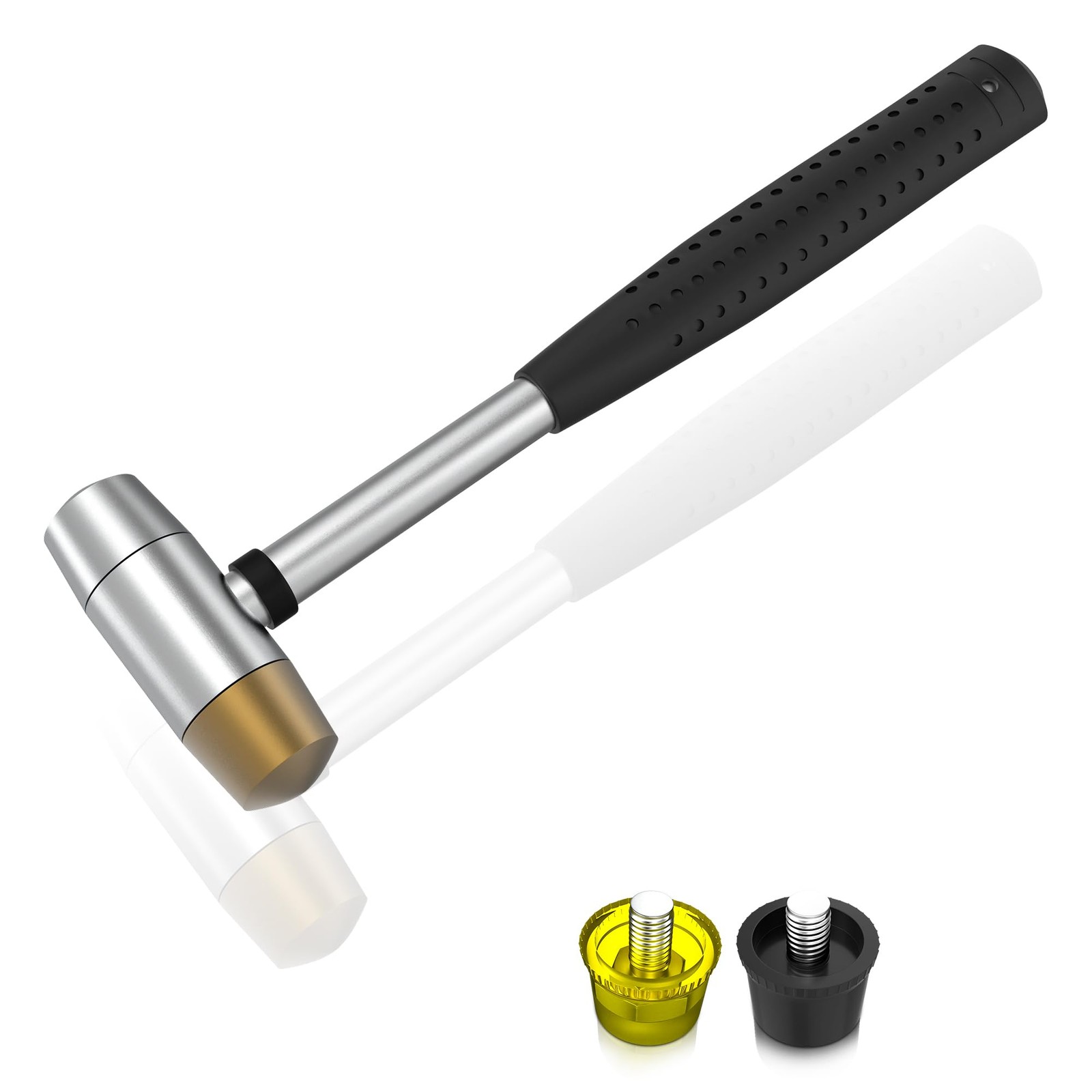 Marketty Nylon and brass multifunctional hammer, 4 interchangeable tips, 25mm...