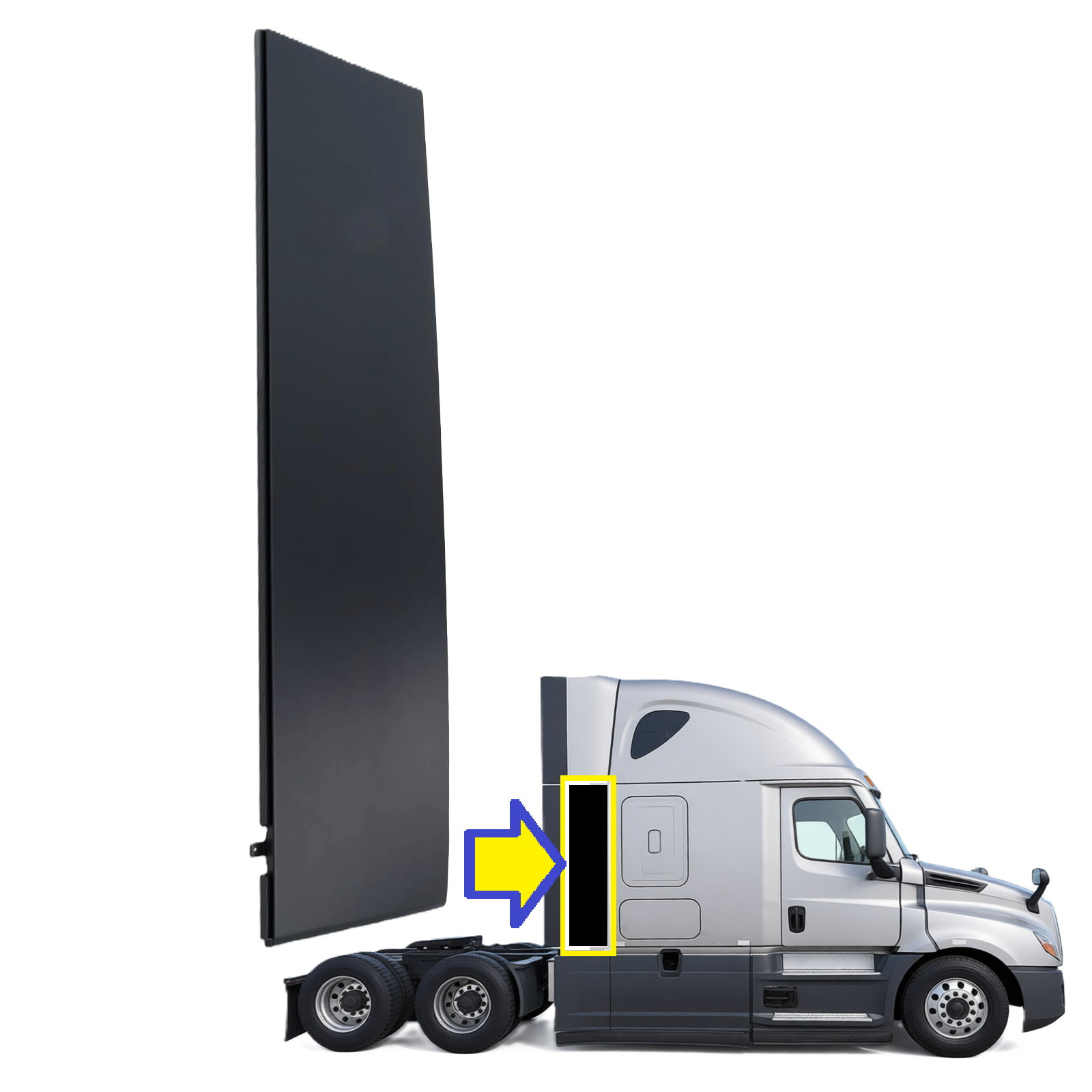 Freightliner Cascadia 2018-2024 Cab Rear Fairing Lower Right (Passenger) Black