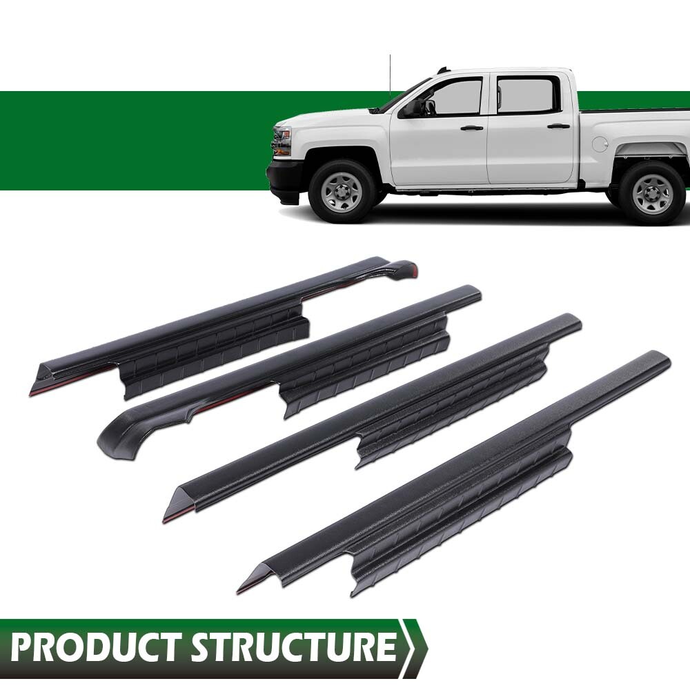 Fit For 2014-18 Silverado 1500 Crew Cab Rocker Panel Protector Guard Cover Trim