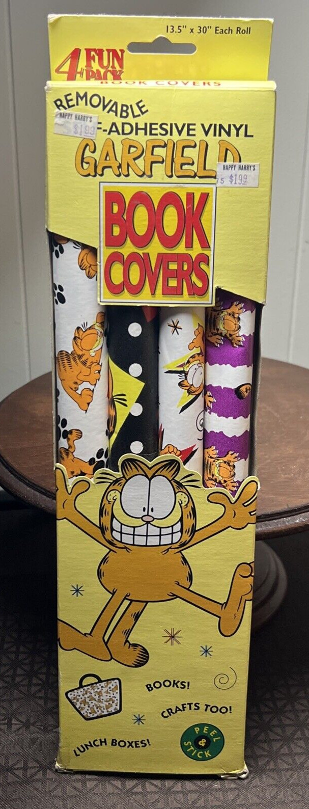 NEW GARFIELD 4 Pack Peel & Stick Vinyl Removable Book Covers Fun Pack 1996 Vtg