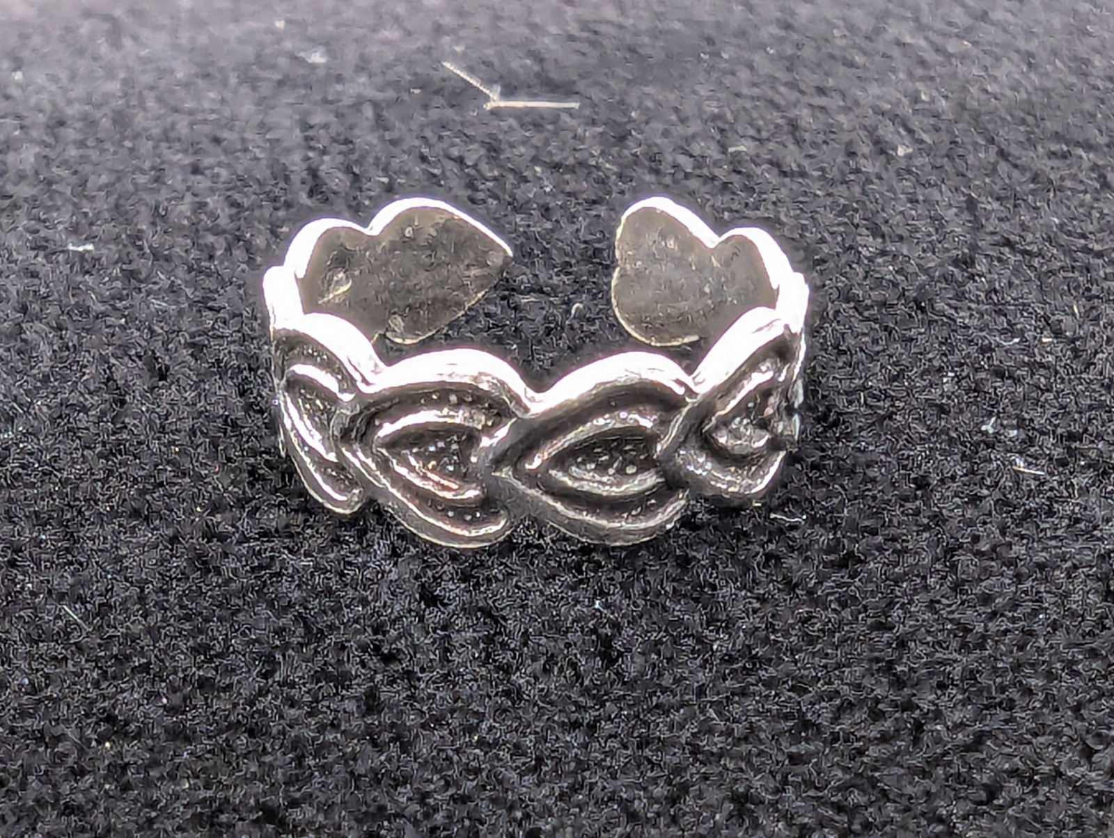 Sterling Silver Toe Ring. Hearts Design. Adjustable Size. 925 Sterling Silver