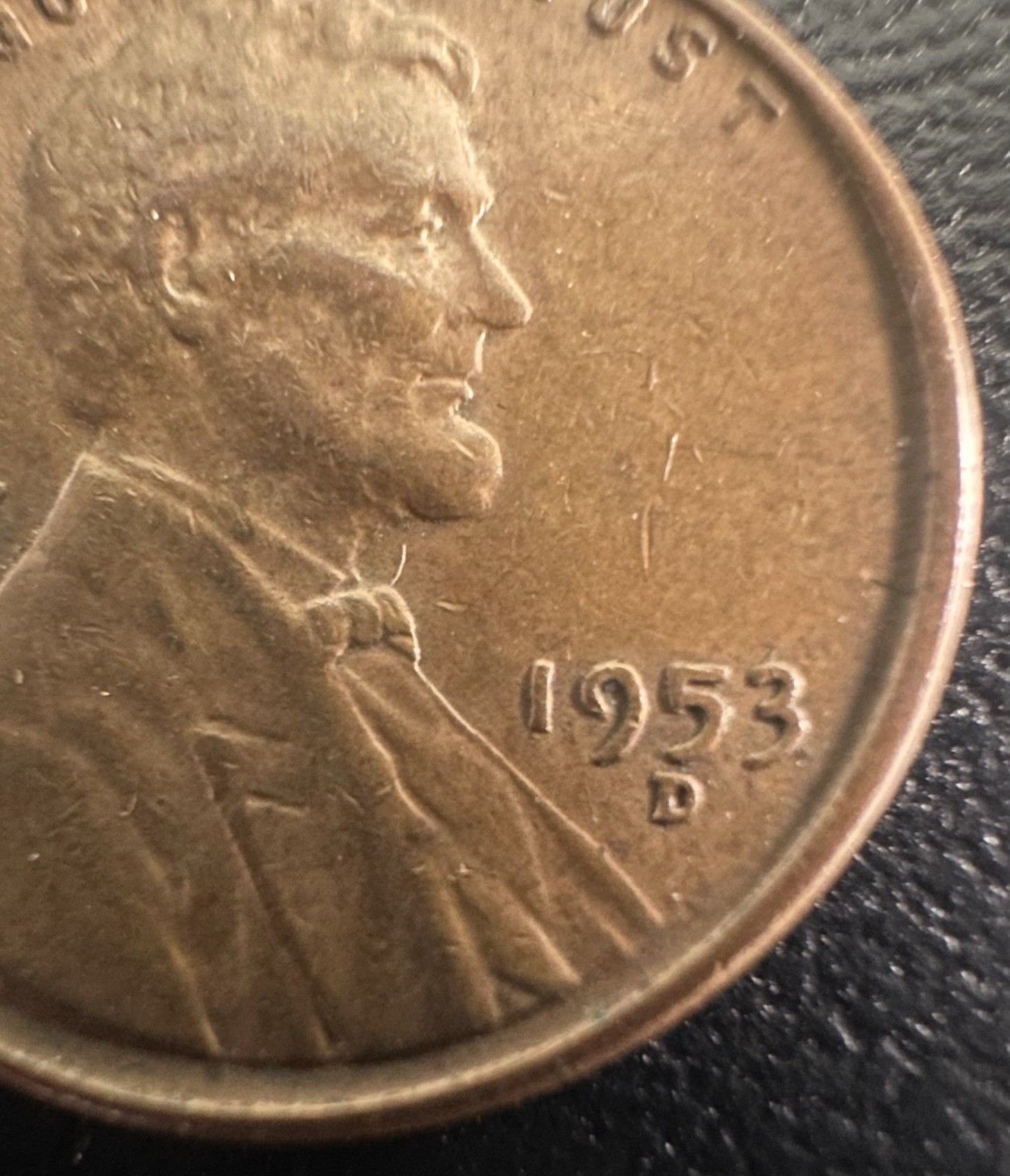 Wheat penny 1953 D Error Mint Mark Shifted Planchet Error