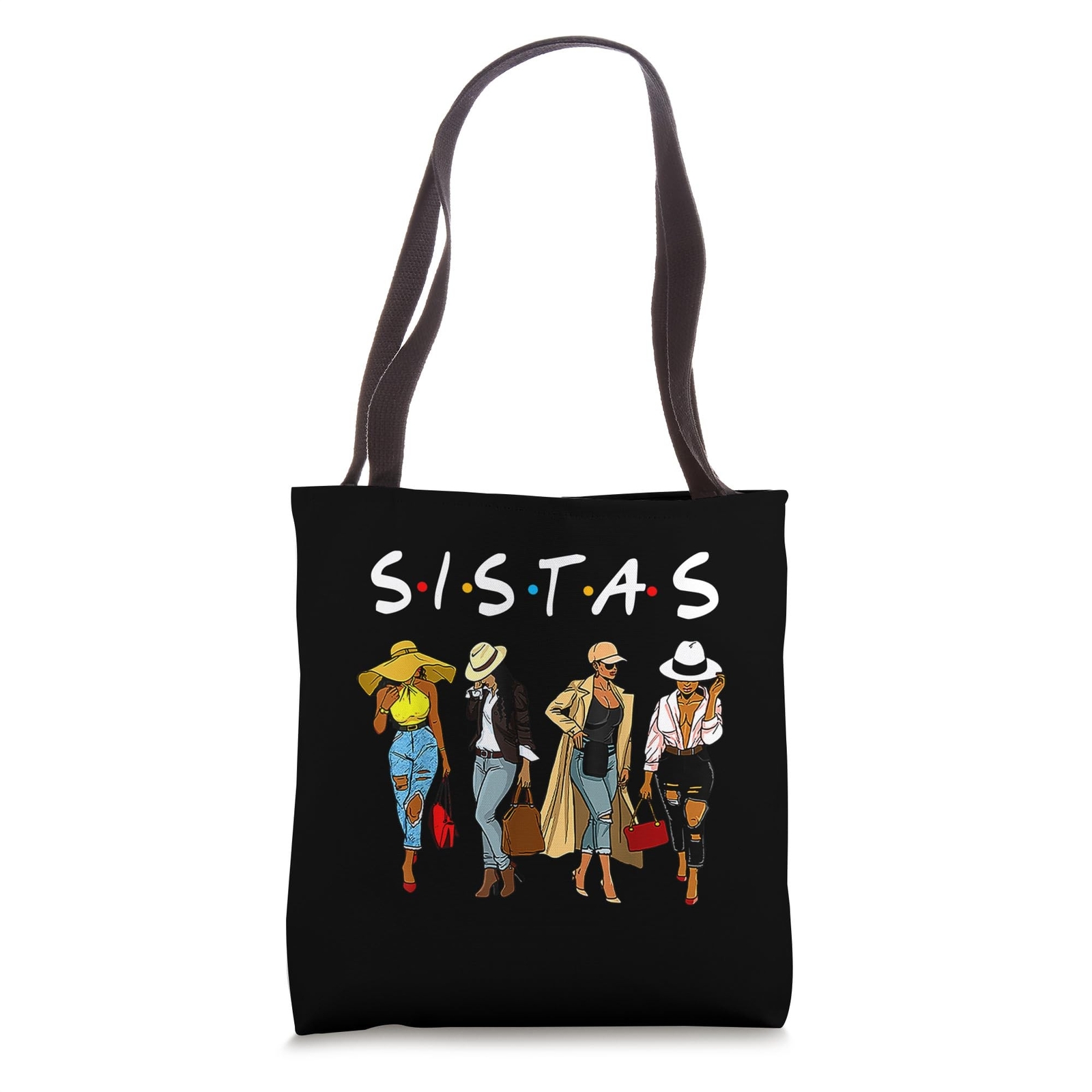 Sistas Afro Proud Black Sistas Women Queen African America Tote Bag 16 inches