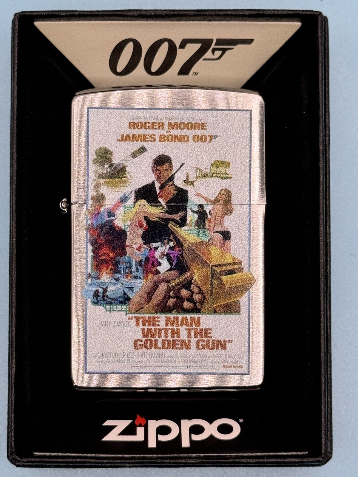 James Bond 007 The Man With The Golden Gun Chrome Zippo Lighter NEW In Box Rare