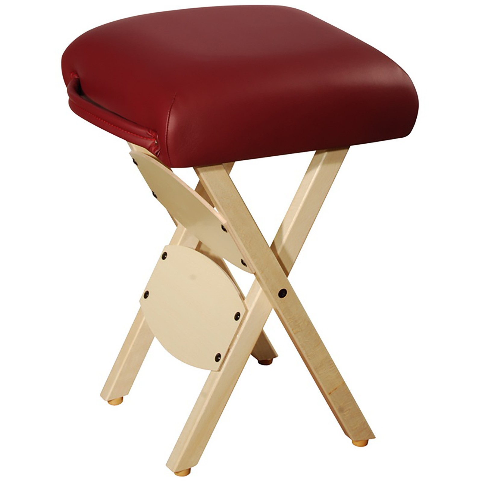 Mt Massage Wooden Handy Folding portable adjustable stool chair Burgundy