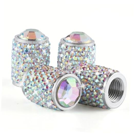 Car Wheel Tire Valve Caps, 4 PCS Bling Tire Valve Caps, Crystal Tire Caps AB