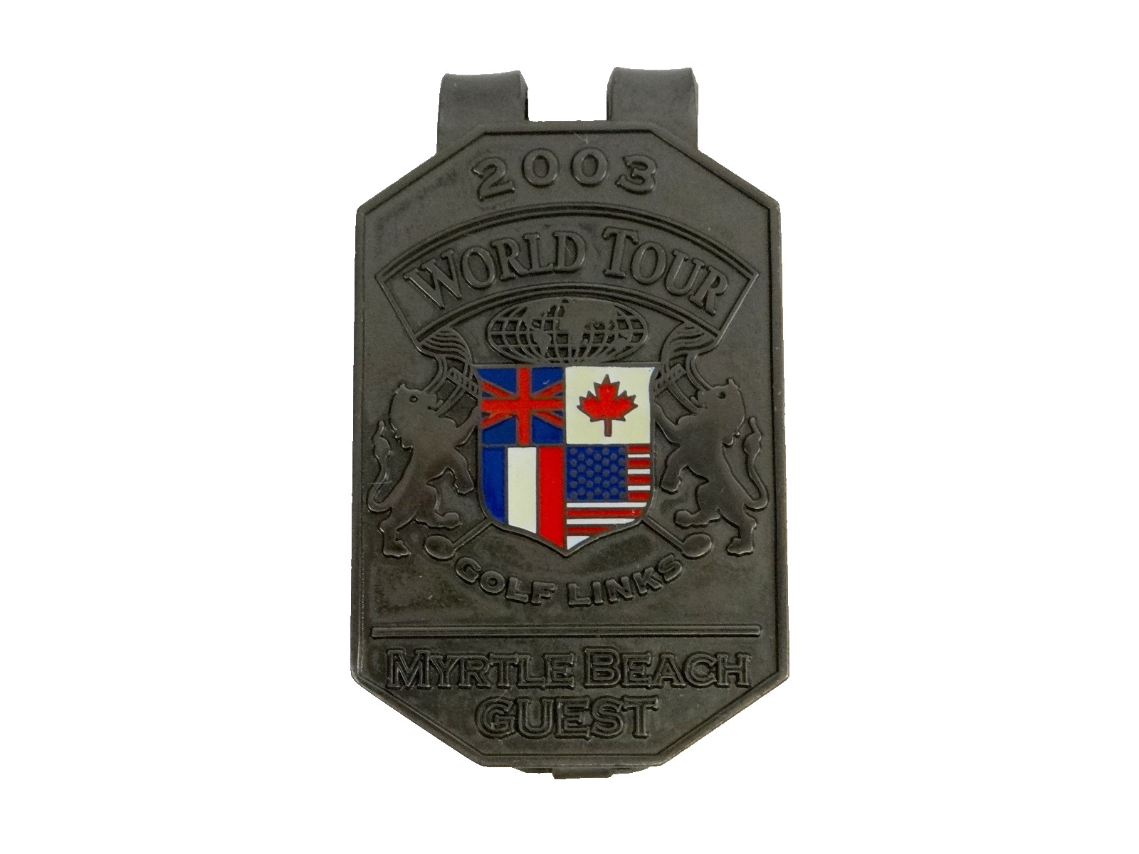 Vintage Money Clip World Tour Crest Logo Myrtle Beach Guest Golf 2003 Rare Black