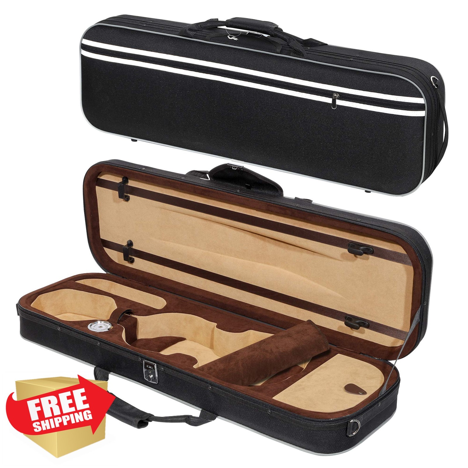 MIandVI Violin Case 3/4 Size 3.3lb Black Hard-Shell