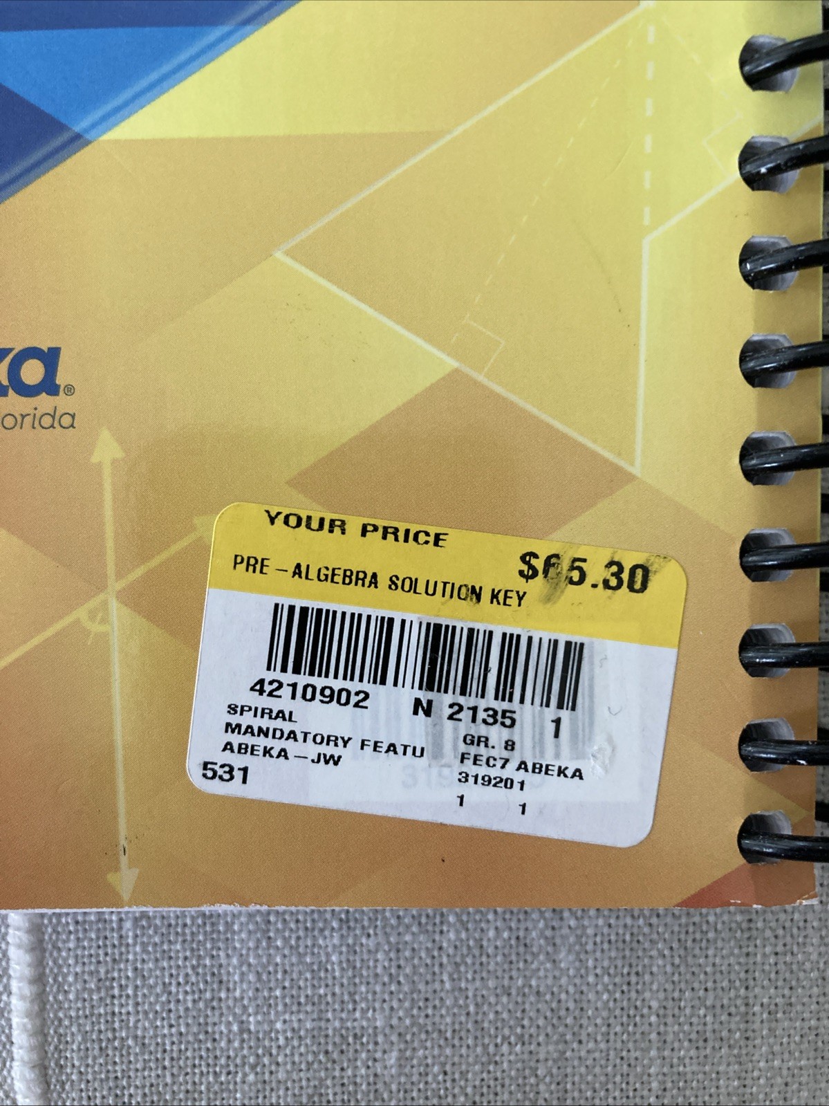 NEW Abeka PRE-ALGEBRA SOLUTION KEY 319201 8th Grade Math Junior or High School