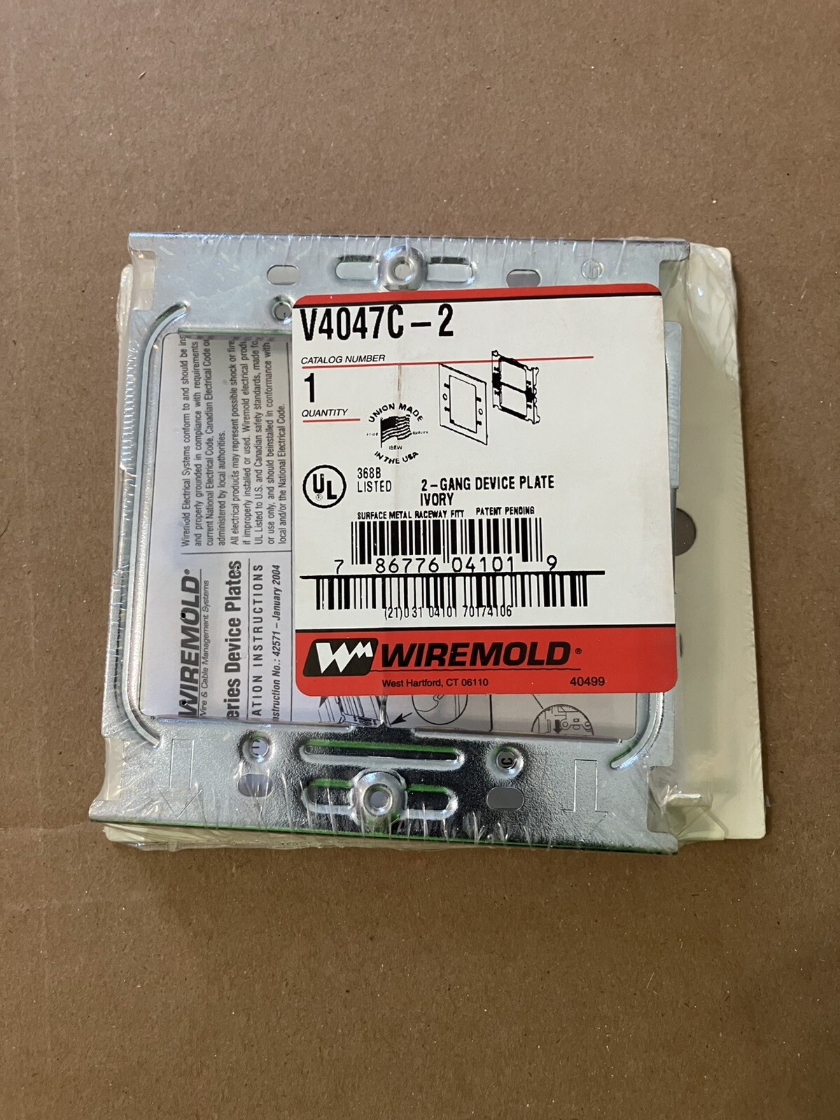 WIREMOLD LEGRAND V4047C-2 2-GANG DEVICE COVER PLATE, SNAP-ON, IVORY