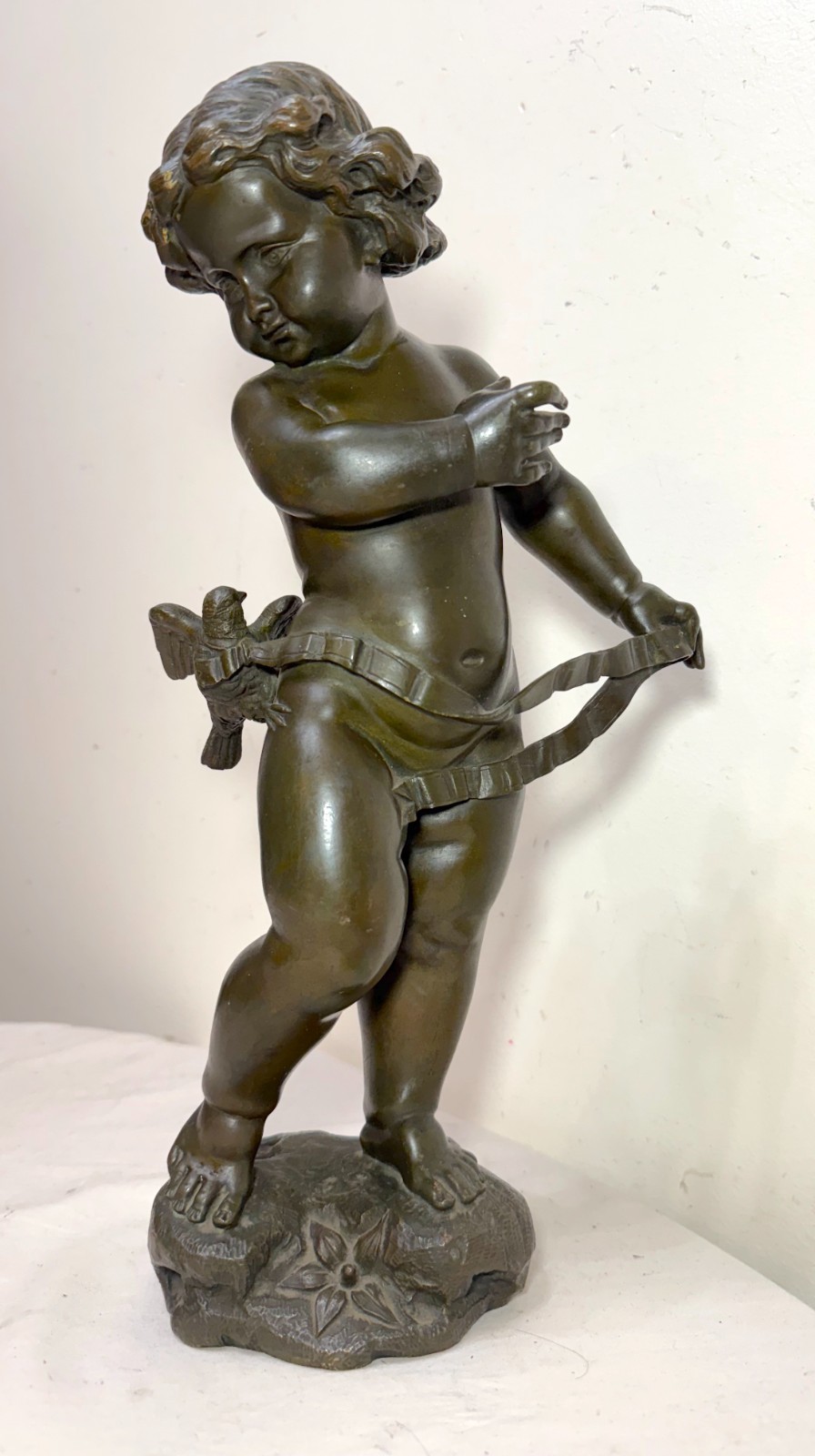 Large antique 1800's Valentino Besarel putti cherub bronze statue sculpture art
