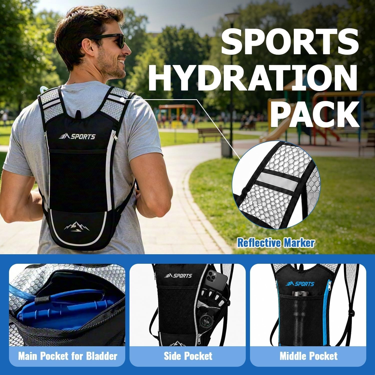 2-Pack Hydration Backpack with 2L Bladder-Ultra-light 0.37 lbs- leak-proof