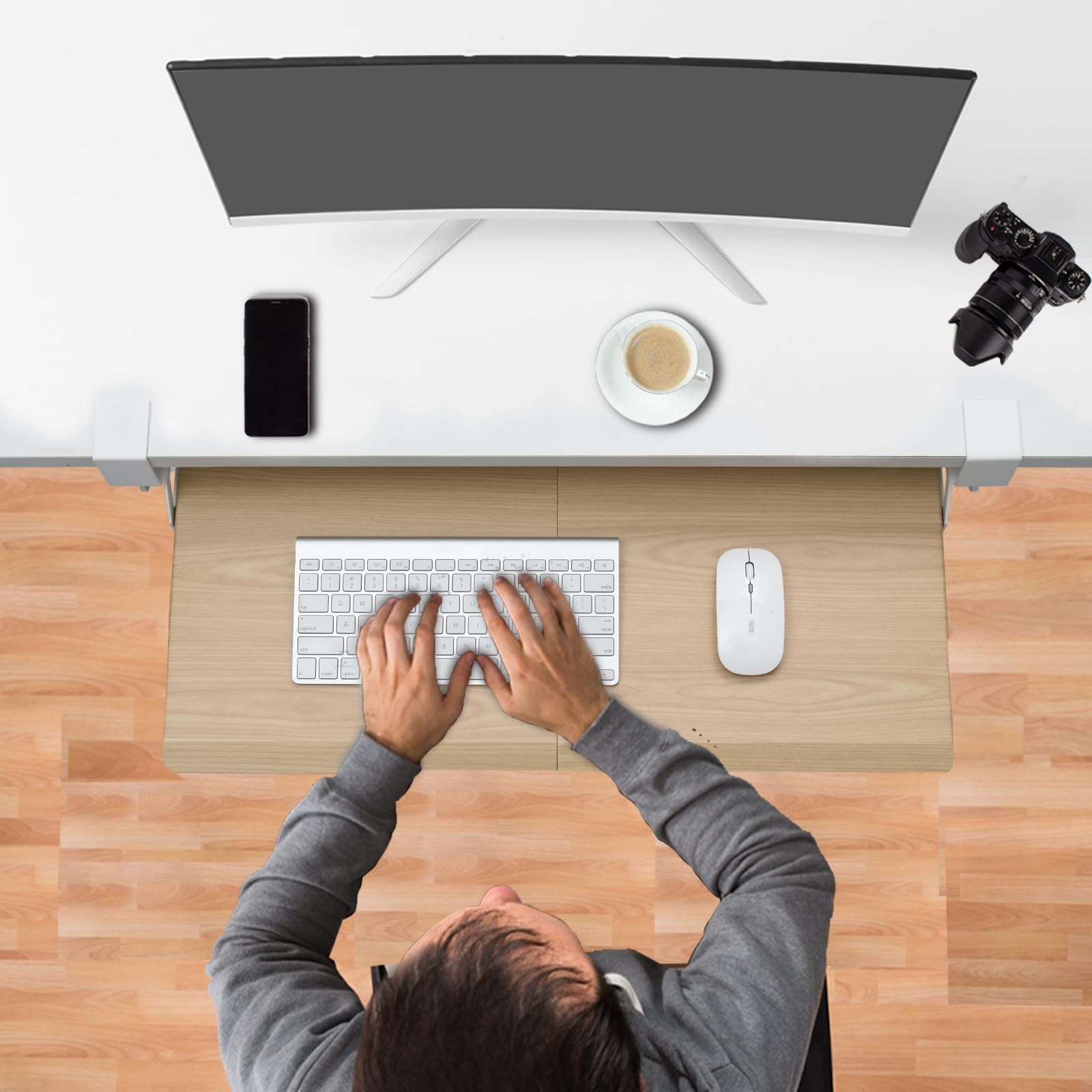 Keyboard Tray Under Desk, Pull Out Keyboard & Tray with -clamp, Ergonomic Des...