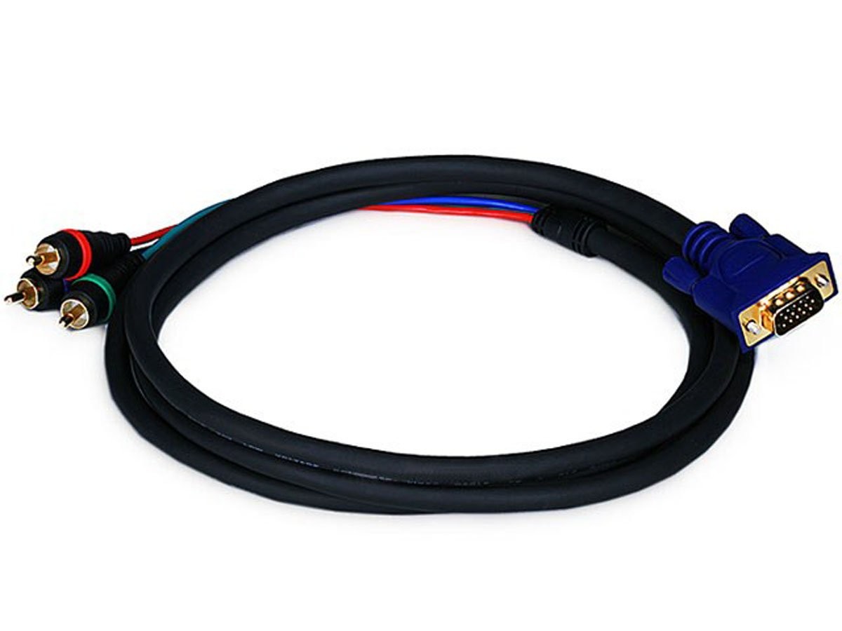 Monoprice 6ft VGA to 3 RCA Component Video Cable (HD15 - 3-RCA)