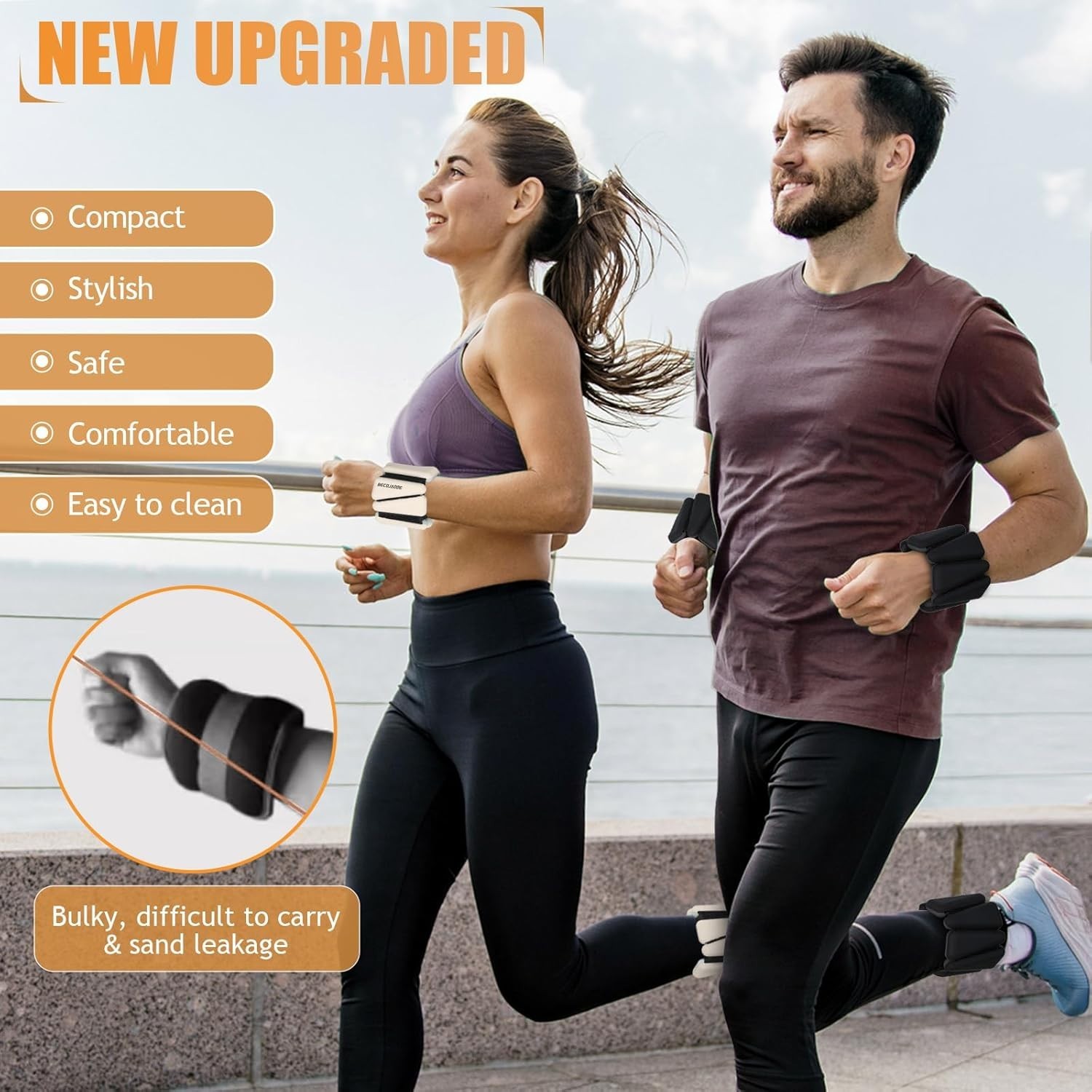 Ankle Weights Set 1-3lb Adjustable Wrist Weights for Workout (Pewter Beige,2 Lb)