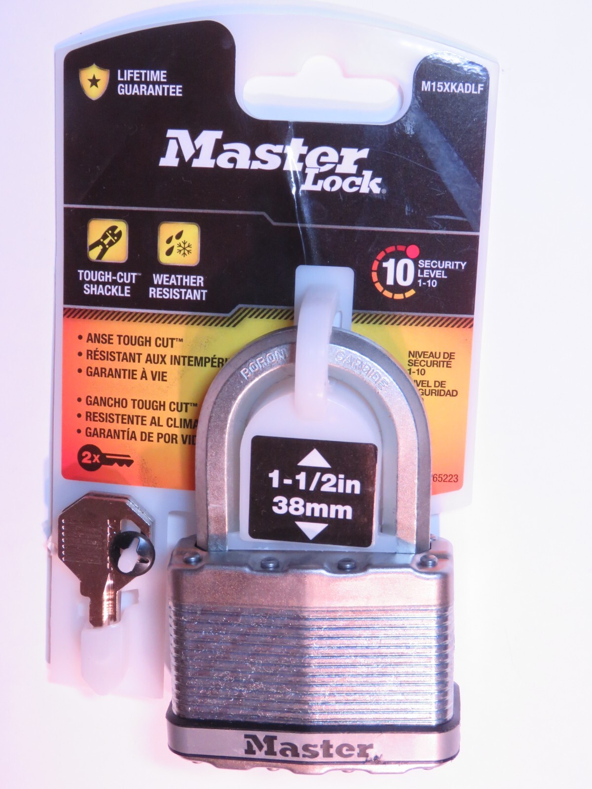 MASTER LOCK 1-1.5" Padlock Shackle Stainless Steel ANSE Weather Resistant 2 Keys