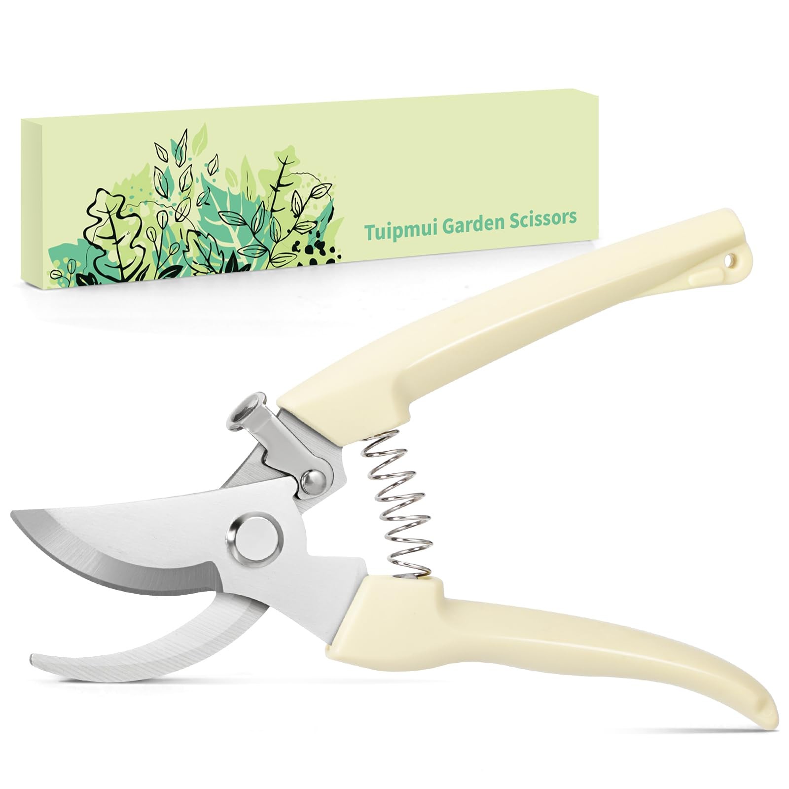 Tuipmui Pruning Shears, Sharp Stainless Steel Garden Bypass White