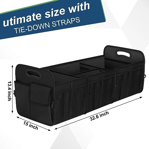 Large Capacity Trunk Organizer, Waterproof Car Accessory, Extra Large Black