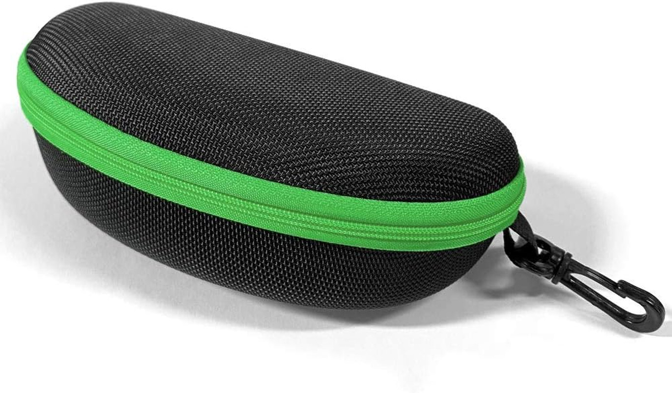3 Pack Zipper Shell Eyeglasses and Sunglasses Case with Plastic Carabiner Hook