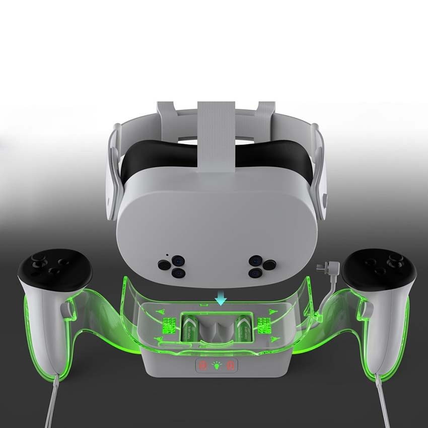 VR Headset LED Charging Dock Charger for Meta Quest 2/3/3S VR Controller Stand