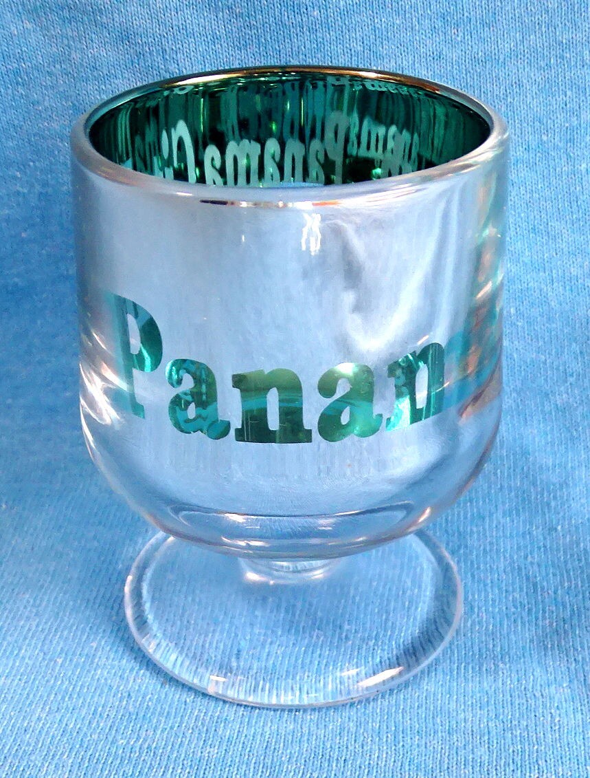Panama City Beach Footed Shot Glass Snifter Silver/Aqua Shooter 2-5/8" Jigger