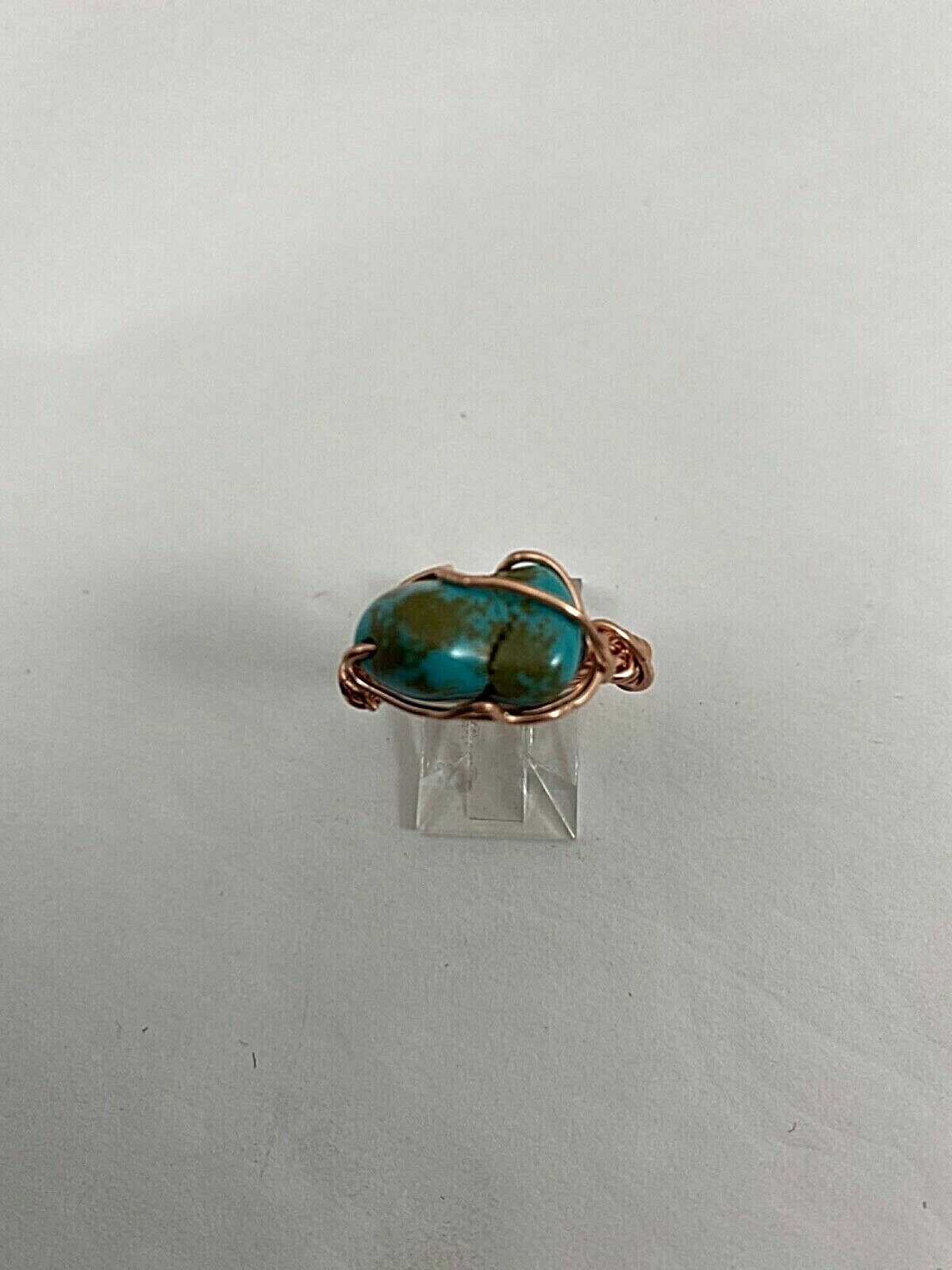 Handmade ~ Copper Wire Wrap ~ Turquoise Ring Size 7 1/2 #65