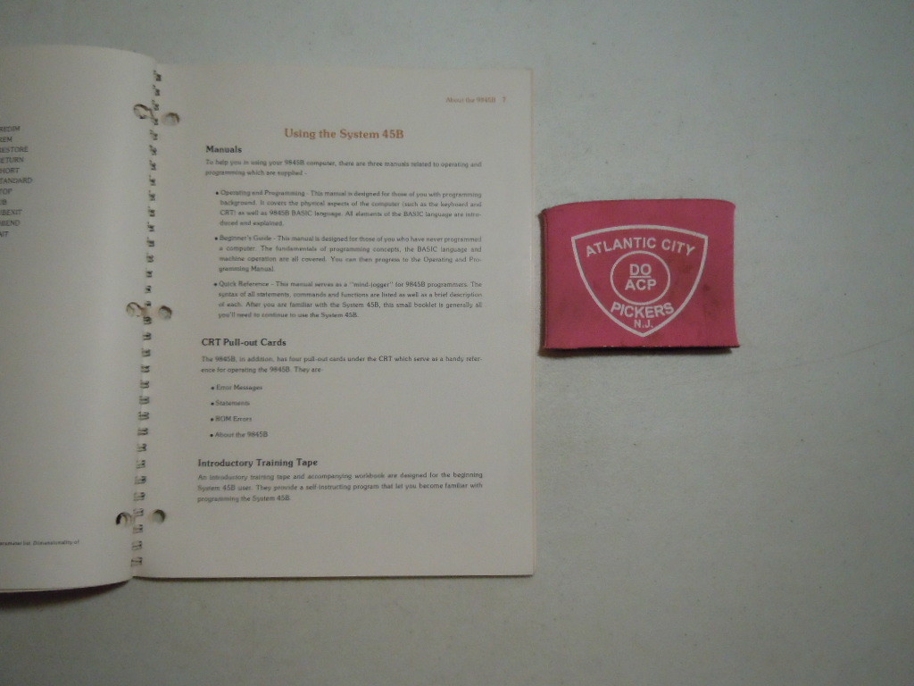 HEWLETT PACKARD SYSTEM 45B DESKTOP COMPUTER OWNER'S MANUAL