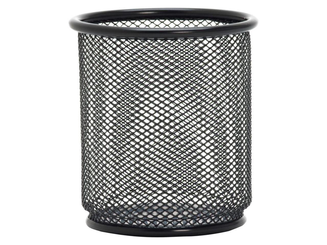 Lorell Steel Pencil Cup 3-1/2"x3-7/8" Black Mesh 84149