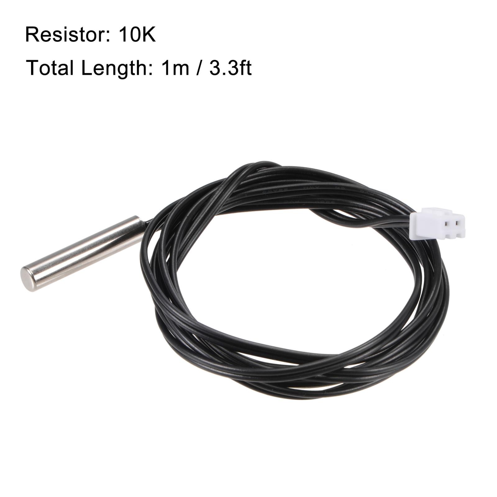 2pcs 10K Temperature Sensor Probe, NTC Thermal Sensor Probe 3.3ft
