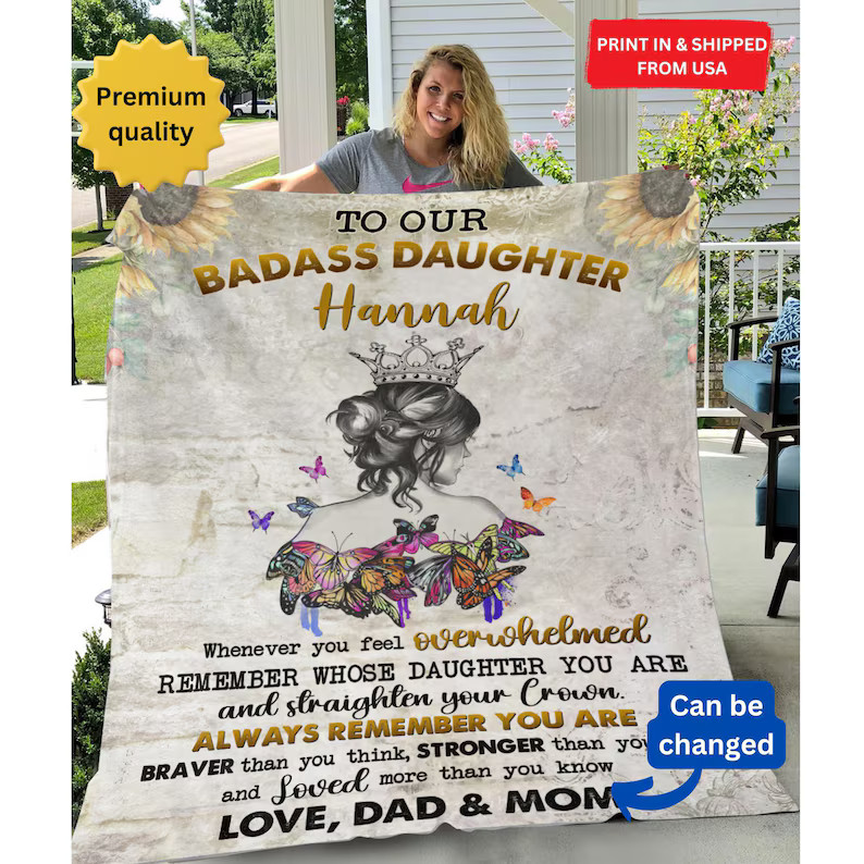 to our badass daughter blanket gift for daughter from mom