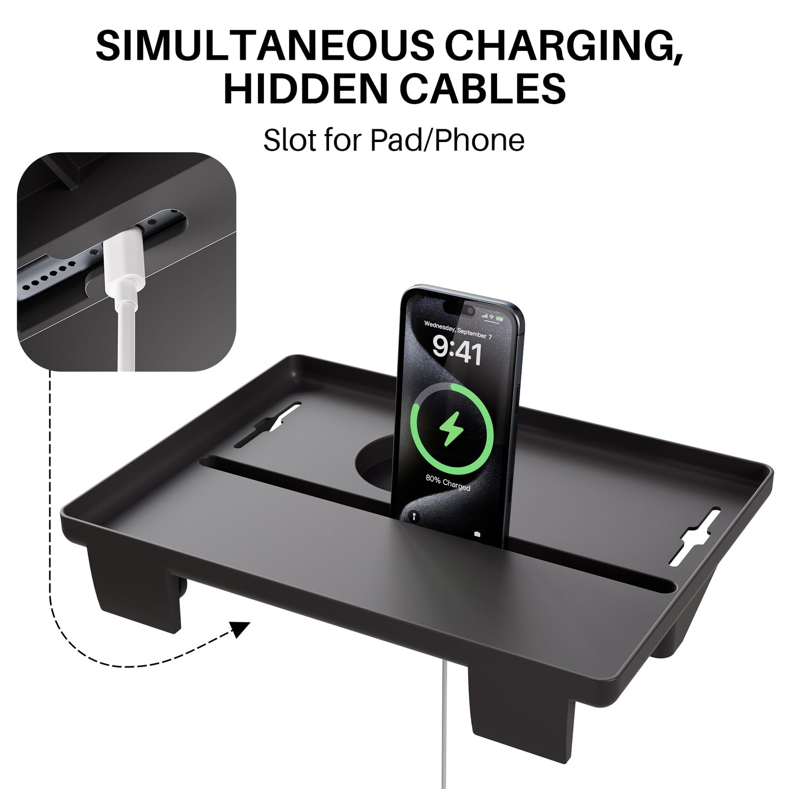 JOYMOOP Black clip-on bedside shelf for bunk beds