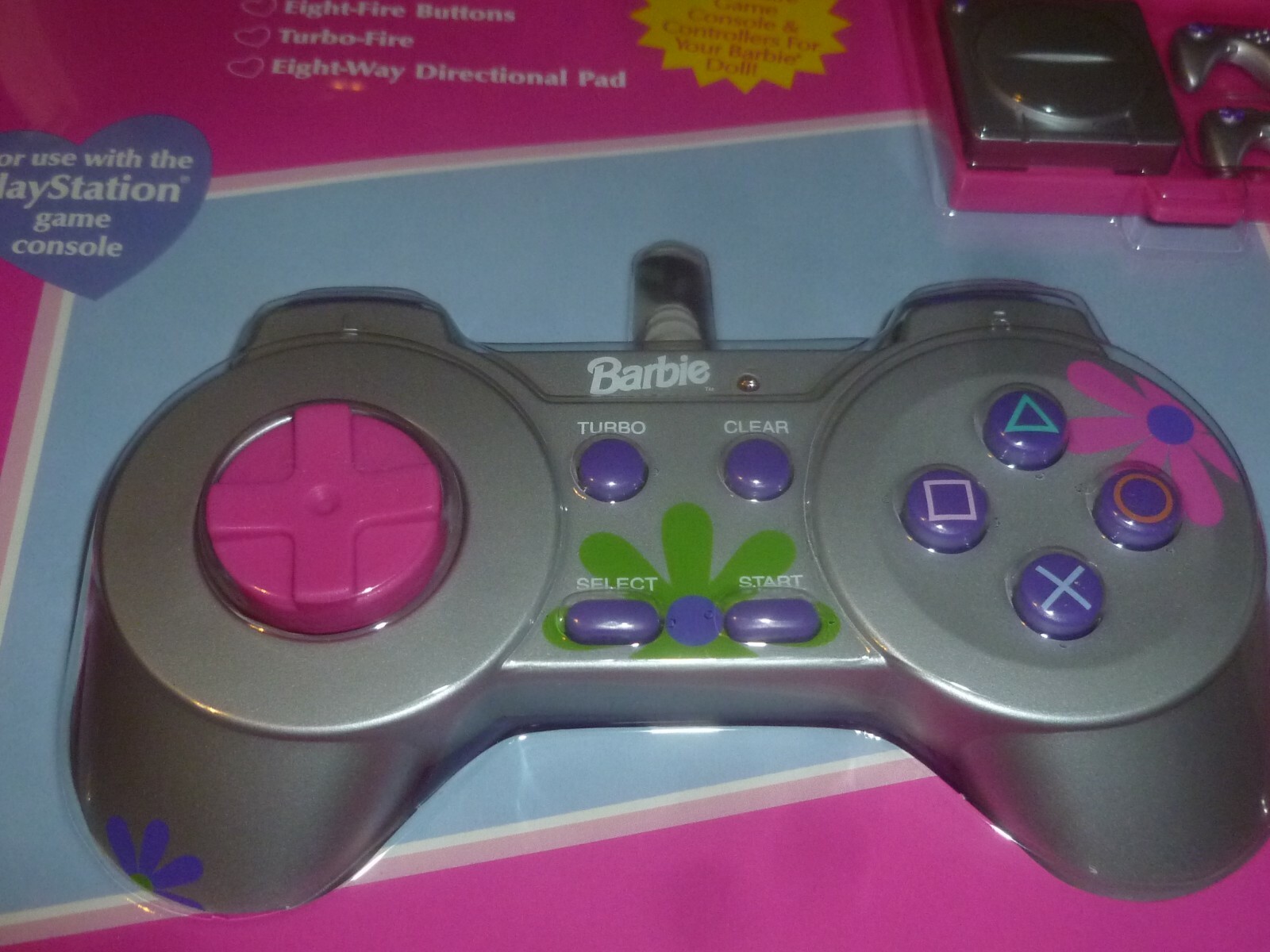 NEW PS1 SONY PLAYSTATION CONTROLLER BARBIE DOLL W MINI CONSOLE & CONTROLLERS PS2