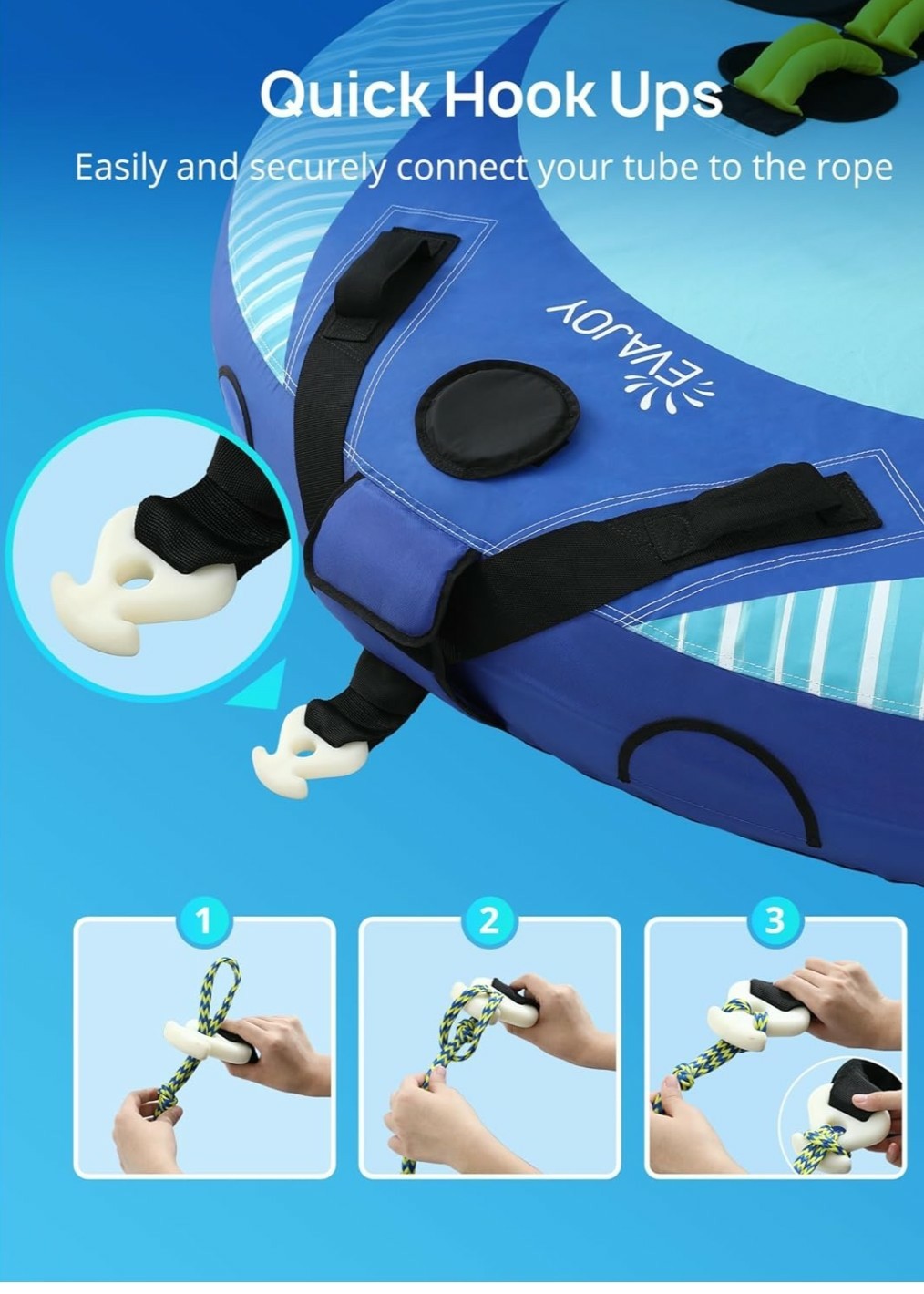 EVAJOY 3-Person Towable Inflatable Tube for Boating