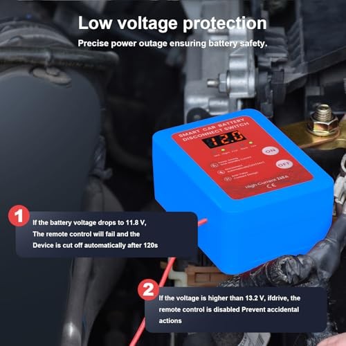 Remote Battery Disconnect Switch 12V, 240A Kill Switch for Car with blue
