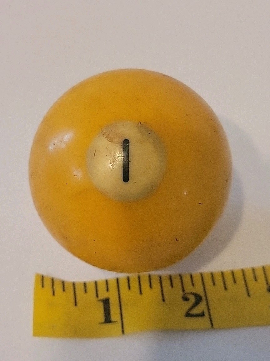 Vintage No. 1 Solid Yellow Pool Ball Billiard 2" Replacement (A)
