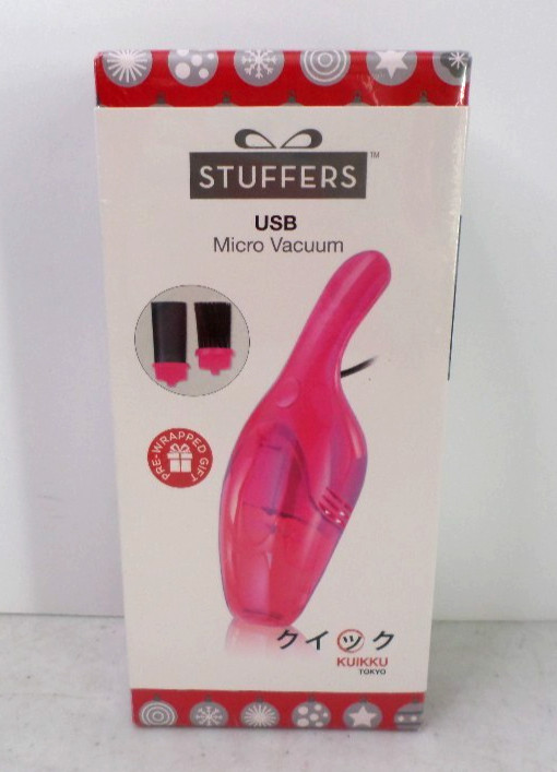 Stuffers USB Micro Vacuum Gift Bristle Brush Flexible Nozzle - Pink - New Sealed