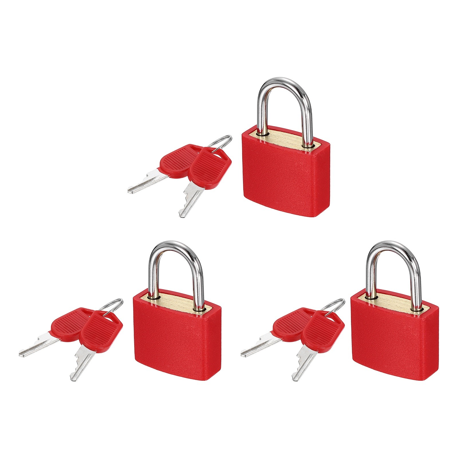 3 Pcs Padlock with Keys Shackle Waterproof Keyed Locks Red