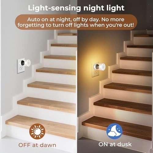 2 Pack LED Night Light Plug into Wall 3000K/4000k/5000K Adjustable Color 3CCT